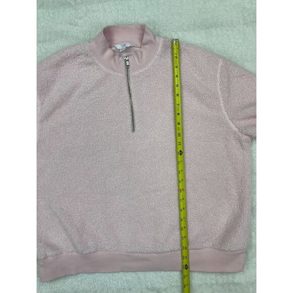 Time and Tru Sherpa Pullover 1/4 Zip Jacet Large 12-14 Pink Fuzzy Long Sleeve - Picture 6 of 6